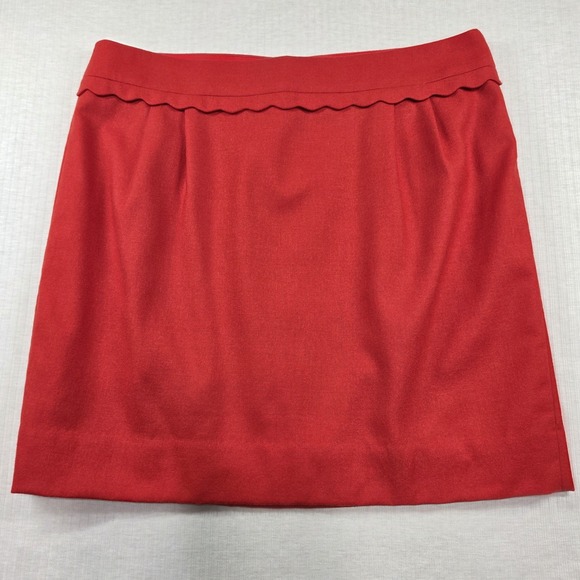 J. Crew Factory Dresses & Skirts - J.Crew Red Wool Blend Scalloped Waist Mini A-Line Skirt Size 10 Preppy Classic